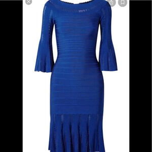 Herve Leger Margo Dress Lapis Blue Size Extra Small